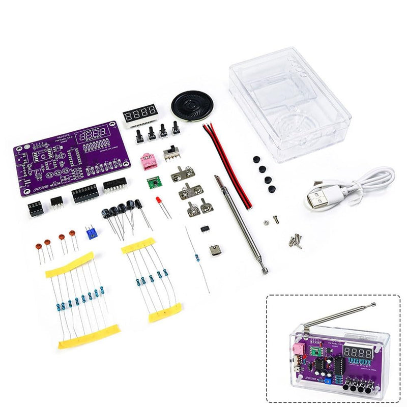 FM Radio Kit Soldering Practice Kits DIY Electronics Soldering Kit Radio Module Receiver Kit 87-108MHz (with Case) With Case