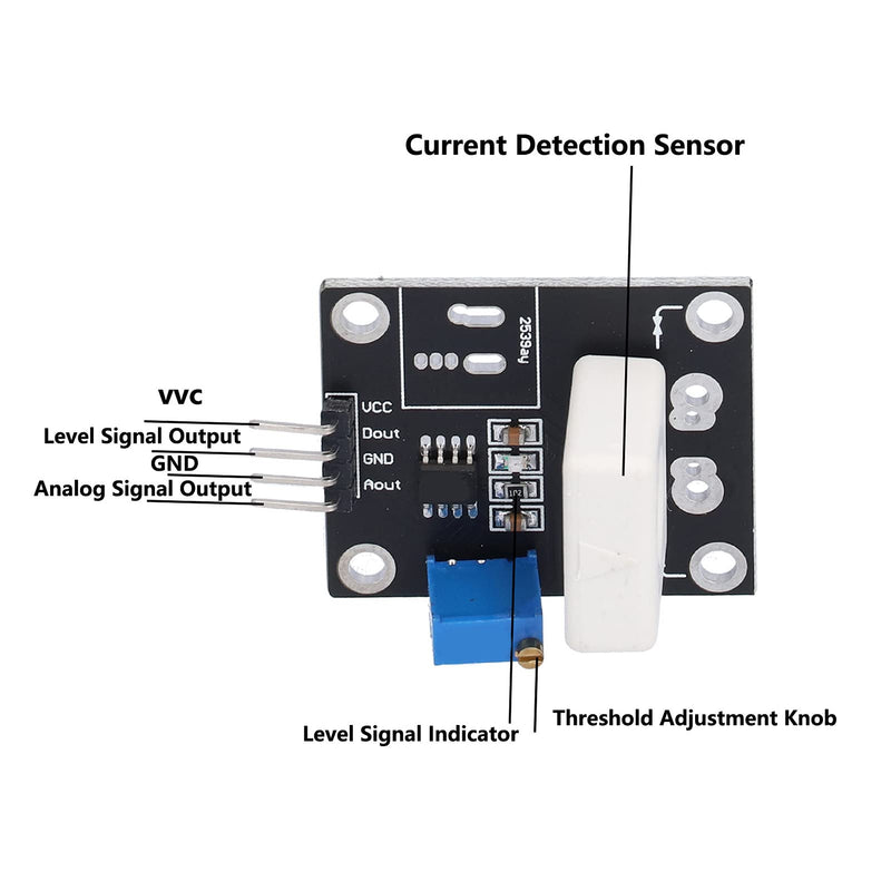 Hall Current Sensor, 100A WCS1600 DC 5V Short Circuit Protection Modules Adjustable Short Circuit Overcurrent Protection Detector for Intelligent Car Engine Overcurrent Detection Wcs1600-black