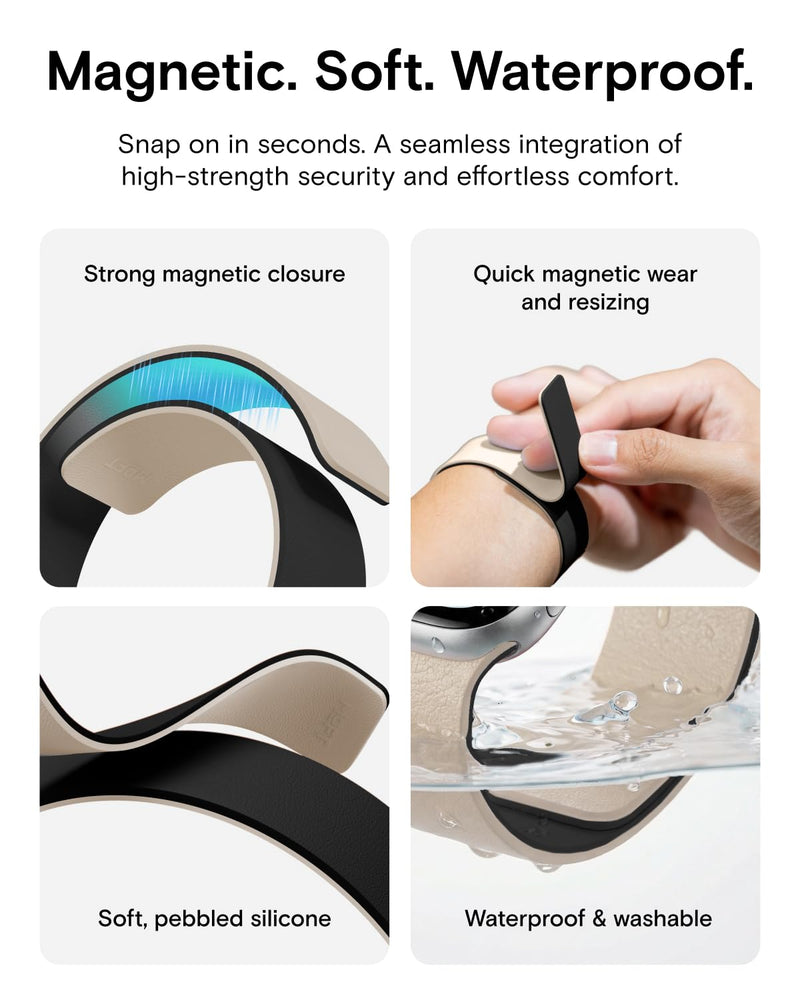 MOFT Snap Duo Watch Bands Compatible with Apple Watch, Quick Magnetic Wear, Duo-Color Design & Soft Silicone, iWatch Bands for Ultra 3/2/1, Series 11/10/9/8/7/SE/6/5/4/3/2/1, 38/40/41/42/44/45/46/49mm Vast Black x Stardust