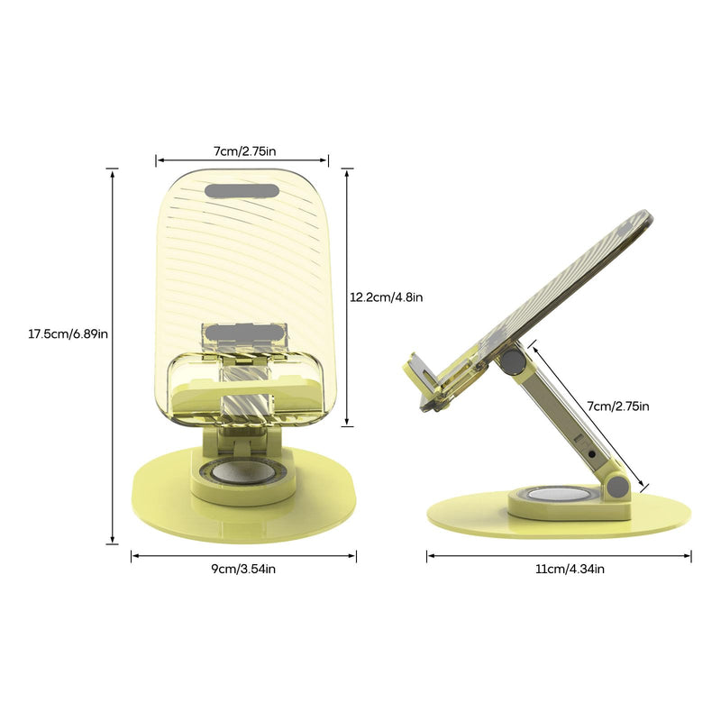 Foldable Desktop Phone Holder, Phone Holder on Desk Compatible with iPhone15, 14, 13 Pro Max Mini, Suitable for 3.5-12.9 inch Phones and Tablet Computer. (Yellow) Yellow