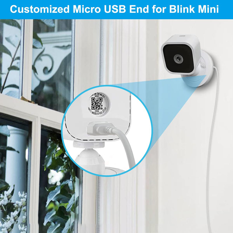 [AUSTRALIA] - Itramax 10 FT Blink Mini Charger Cable with Wall Adapter(1 Pack),Charger Brick and Micro USB End Camera Charging Extension Cord Wire, Waterproof Long Power Supply Cables for Blink Security,10FT 10FT White 1 
