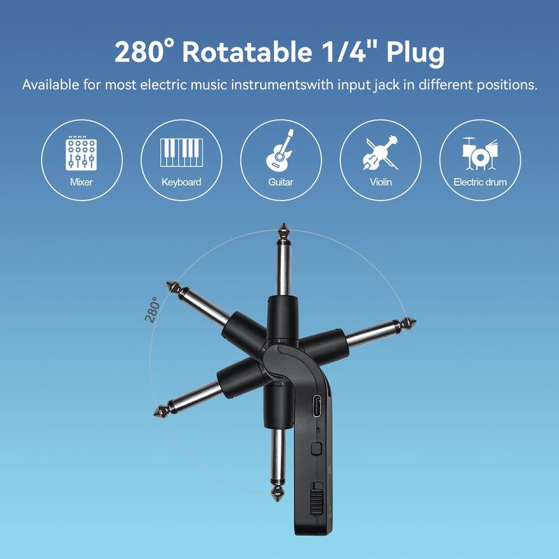 [AUSTRALIA] - M-VAVE 2.4GHz Wireless Guitar System Built-in Rechargeable Upgrade Wireless Guitar Bass Transmitter Receiver for Electric Bass 
