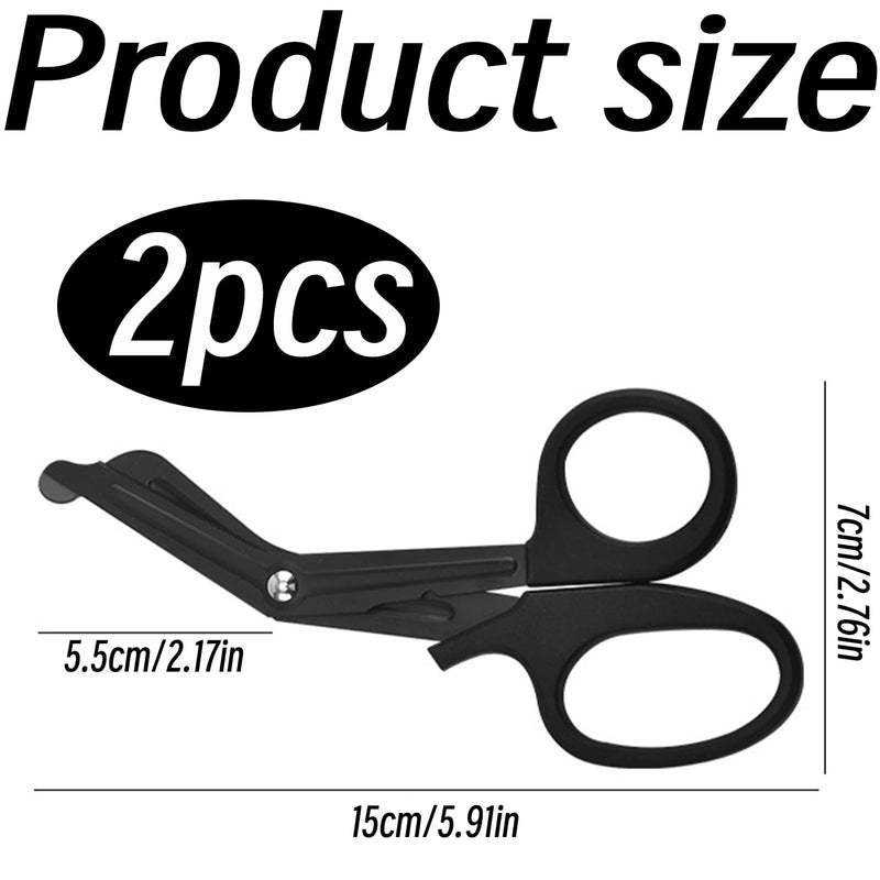 Pack of 2 medical bandage scissors, bandage scissors, rescue scissors, bandage scissors, emt and trauma scissors, stainless steel bandage scissors for nurses, medical students, emergency room, black