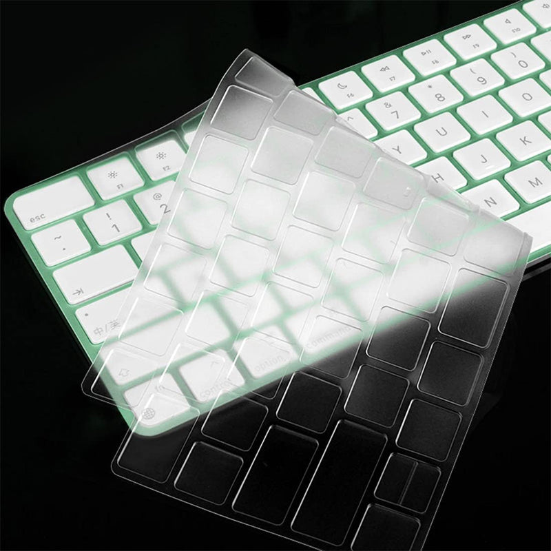 Keyboard Cover Skin for 2021 Apple iMac 24 inch Magic Keyboard with Touch ID, iMac 24 inch 2021 Accessories, Ultra Thin TPU Apple iMac 24 inch A2449 Waterproof Keyboard Protector-Clear/Transparent