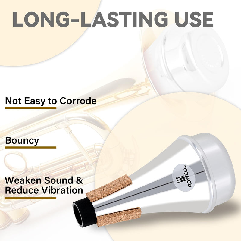 [AUSTRALIA] - ROWELL Trumpet Mute, ABS Straight Trumpet Mute,Lightweight Practice Trumpet Mute,Trumpet Acessories for Beginner.(Sliver) Single Sliver 