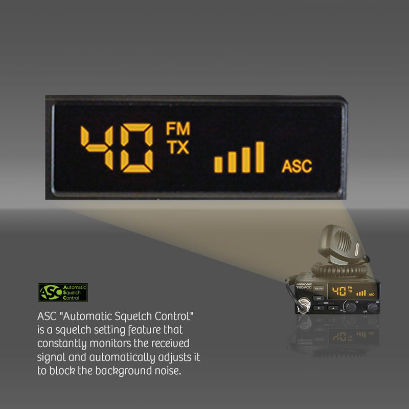 President Ted FCC AM/FM 40 Channel Compact CB Radio, LED Display, Emergency Channels, Automatic Squelch Control, PTT, 6pin MIc Plug, Time Out Timer, Key Beep, 2 Years Manufacture Warranty