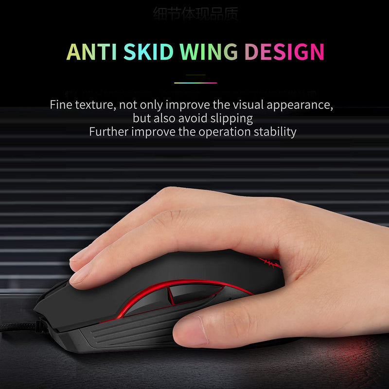 Gaming Mouse,7 Colors Backlit Optical Game Mice Ergonomic USB Wired with 2400 DPI and 6 Buttons 4 Shooting for Computer/Win/Mac/Linux/Andriod/iOS. (Black) Black
