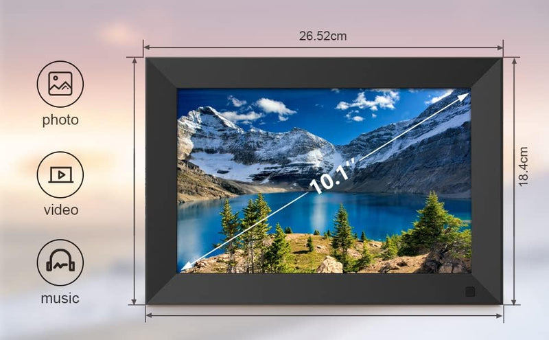 Digital Photo Frame, 10.1 Inch 1280 * 800 IPS High Resolution 16:9 Support 1080P Image Preview, Electronic Photo Frame Support Video / MP3 / Remote Control/Calendar Clock/USB (No WiFi)