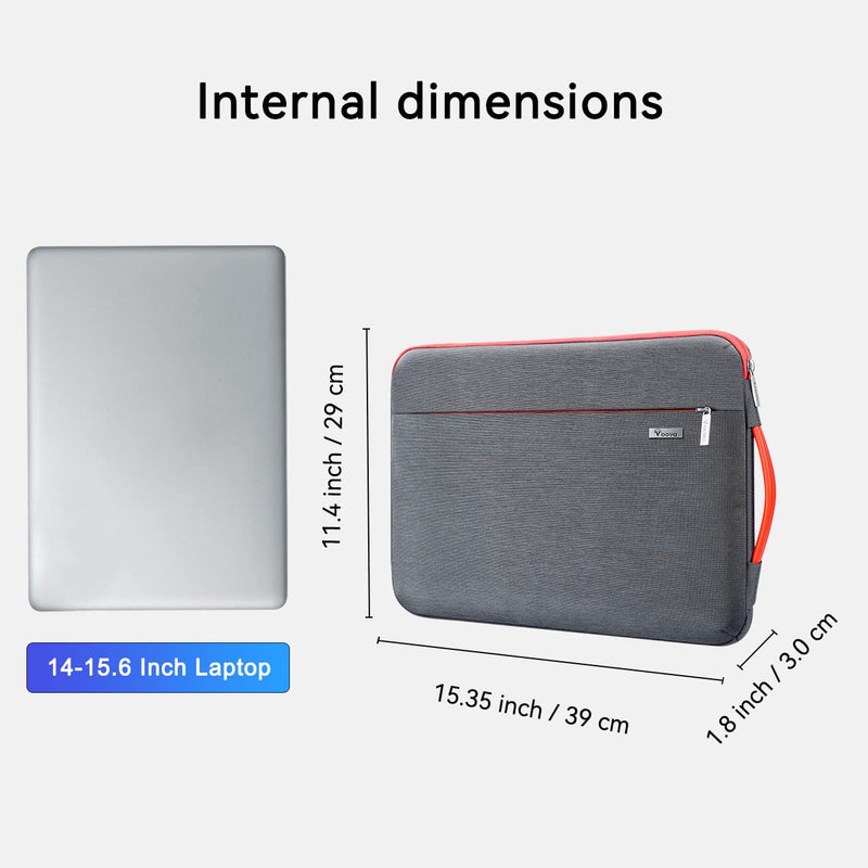 Voova Laptop Sleeve Case 15.6 16 Inch, 360° Protective Computer Carrying Bag Cover Compatible with MacBook Pro/Max 16 M3 M2 M1 2023-2019,Dell XPS 15,15-16" Hp Lenovo Acer Asus with Organizers,Grey 15.6-16 Inch Grey