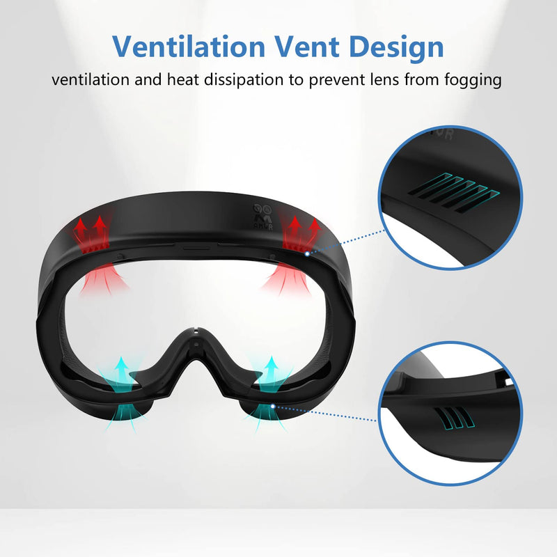 AMVR Face Cover for Pico 4/Pico 4 Ultra, Resilient Vent Leather Face Pad Replacement Soft Facial Cushion Interface Bracket Set Washable Lightproof Comfortable VR Accessories（Black, 3-in-1） 12MM