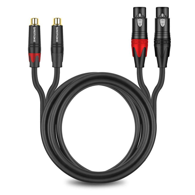 DREMAKE RCA to XLR Cable 10FT, 2RCA Female to 2XLR Female Audio Extension Cord, Unbalanced Female XLR to Female RCA Extender Speaker Cable for Amplifier, Mixing Board, Subwoofer, DJ Controller - 3M 10FT/3.0M