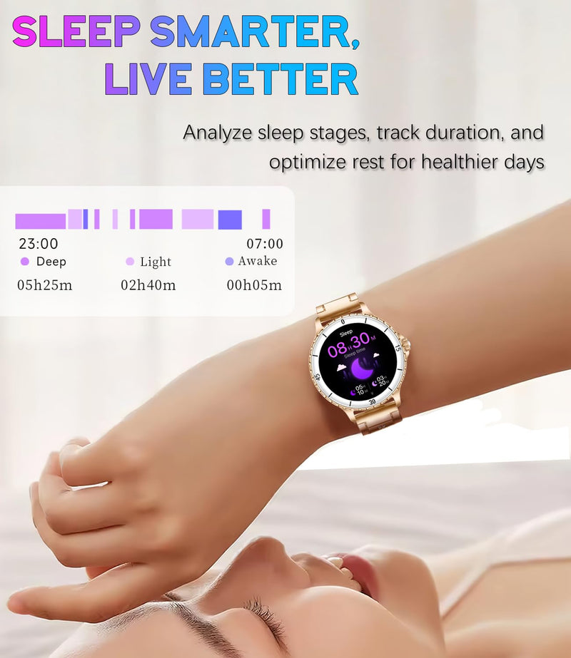 Smart Watch for Women, 1.27" HD Display,Answer/Make Calls, IP68 Waterproof Sports Women's Smartwatch, Fitness Tracker,Heart Rate Monitor, Pedometer – Compatible with Android & iOS (Rose Gold)