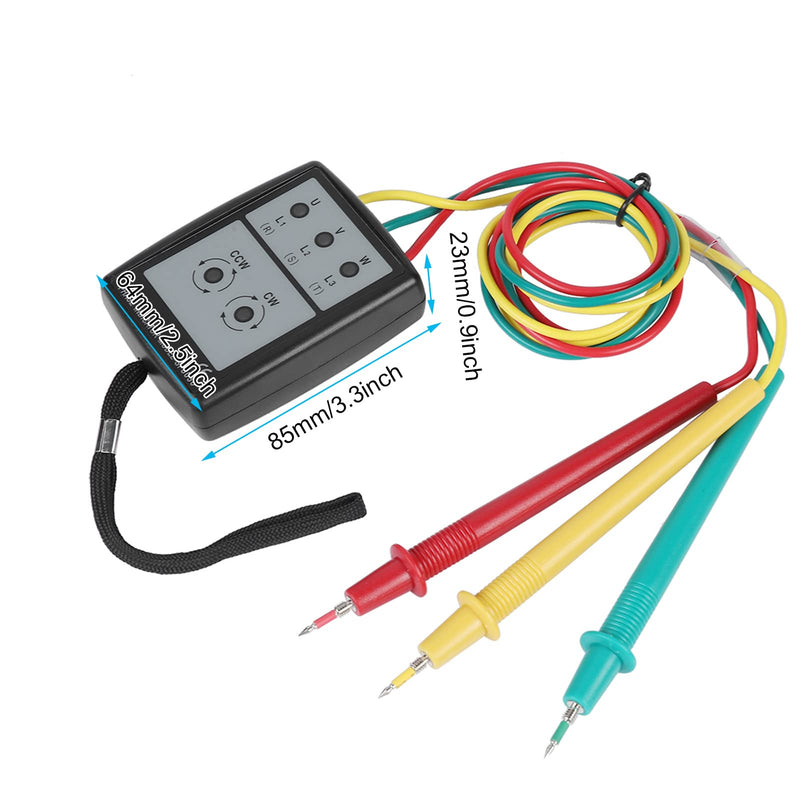 Akozon SP8030 Digital Phase Rotation Indicator LED Sequence Counter with Buzzer Display 3 Phase AC Voltage from 200 V to 480 V Tester