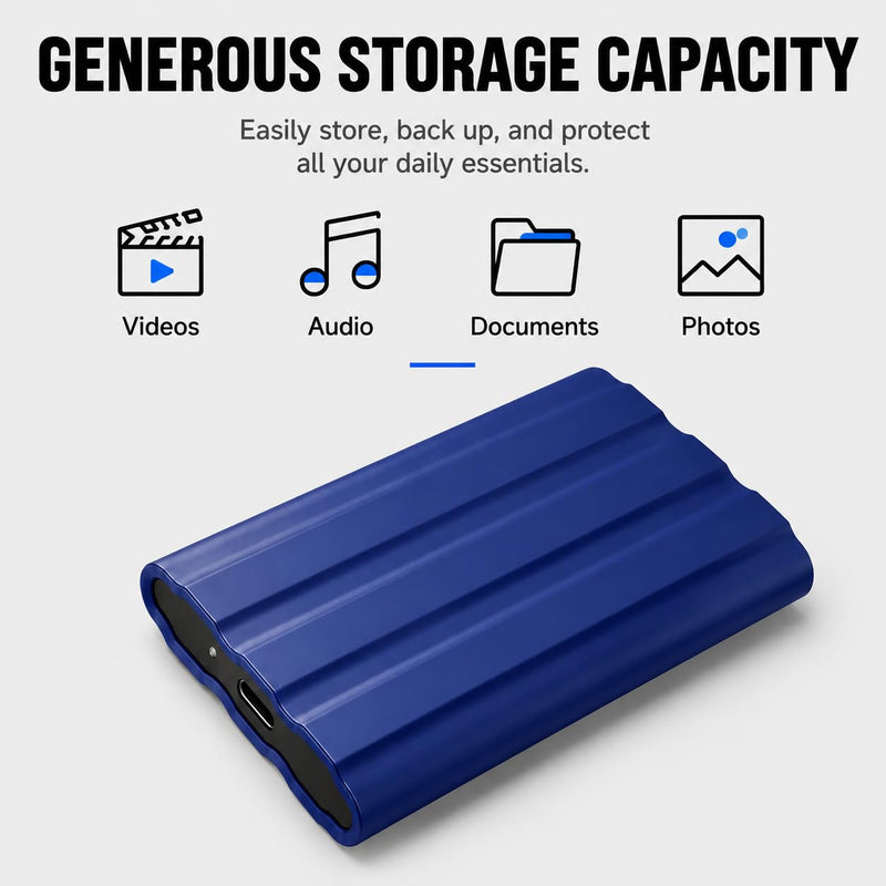 External Hard Drive,Slim External SSD, Portable External Solid State Hard Drive Compatible with PC, Mac, Laptop -Blue 1TB