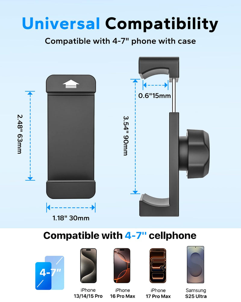 GDZN Upgraded Magnetic Tractor Forklift Excavator Phone Holder, Metal Arm | Strong Magnet, Anti-Vibration, Mounts on Front Loader, Freely Adjustable, for iPhone 17 16 15, Galaxy, 4-7" Smartphone