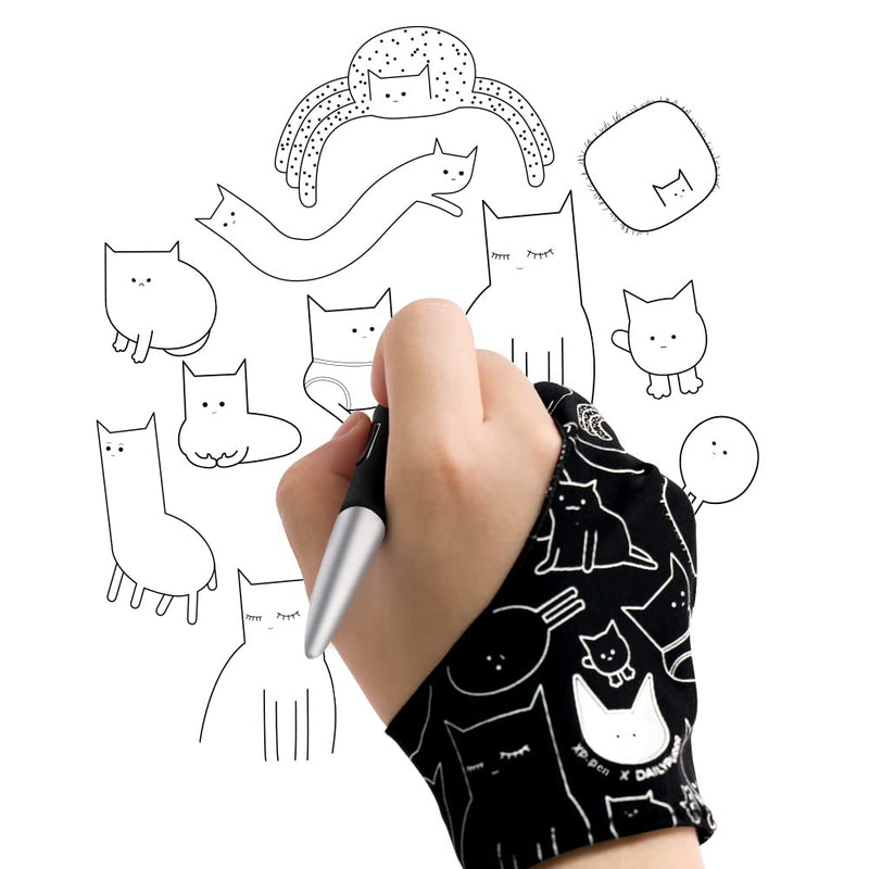 Drawing Tablet XPPen G430S OSU, Graphic Drawing Tablet & XPPen Digital Drawing Glove - Two-Finger Artist Glove with Cute Cat Print