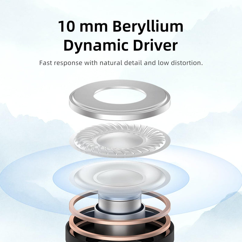 SIVGA Que Plated Beryllium Dynamic Diaphragm Wired Earbuds QUE | 10mm magnet dynamic driver, zinc alloy housing deliver pure, hi-fi sound quality SIVGA QUE