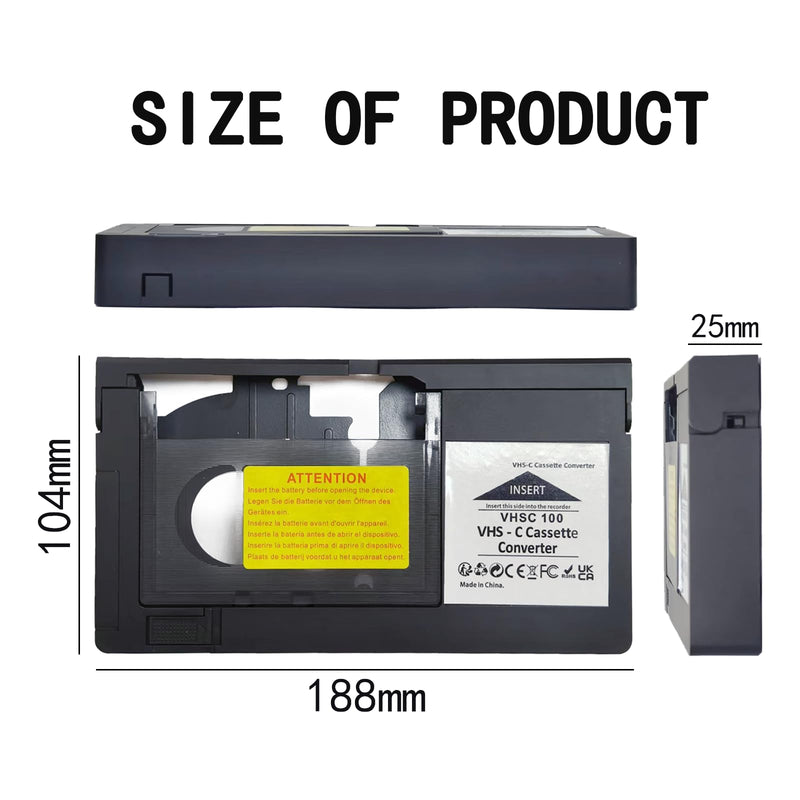 VHS-C Tape Cassette Adapter for Camcorders Motorized VHS VHS-C to VHS – Ideal for VCR Player, Video Cassette Player and VHS to Digital Converting