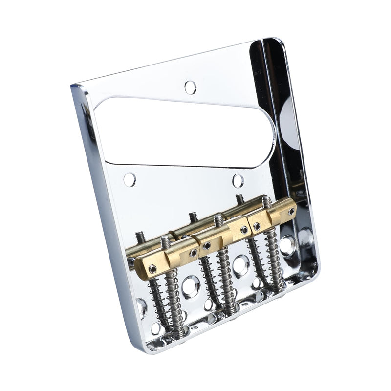 [AUSTRALIA] - Vintage Fixed Guitar Bridge with Brass Compensated 3-Saddle Steel Baseplate 10.8mm Guitar Bridge Compatible with Vintage Telecaster Tele Style Electric Guitar Replacement Parts Chrome 
