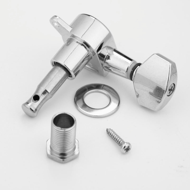 3 Left 3 Right Hand Sealed Guitar Tuner Pegs,Big Square Electric Guitar String Tuning Pegs Keys Machine Heads for Fender Strat Stratocaster Tele Telecaster/Electric Guitar (Silver) Silver