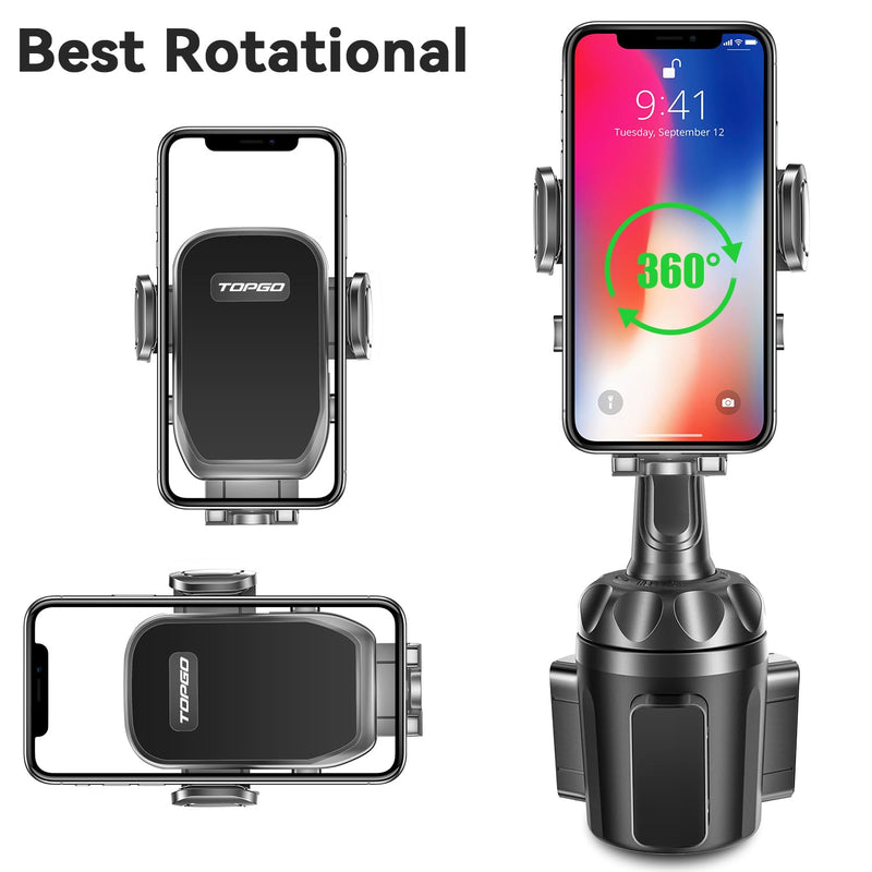 Car Phone Mount, Cup Phone Holder for Car [Secure & Stable] Cup Phone Holder Cell Phone Automobile Cradle for iPhone 16 and More Smart Phone -Black