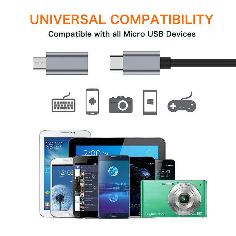 USB C to Micro USB Adapter, (4-Pack) Type C Female to Micro USB Male Convert Connector Support Charge Data Sync Compatible with Samsung Galaxy S7 S7 Edge, Nexus 5 6 and Micro USB Devices(Grey) Grey