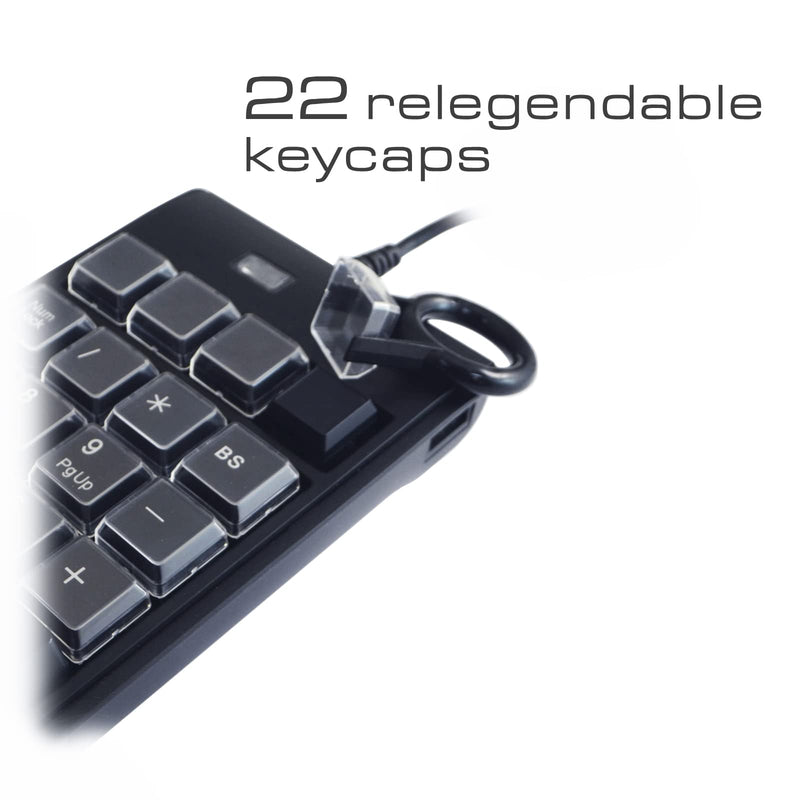 ELSRA USB Wired Programming Numeric Keypad ControlPad Black PK-2068(23 Key, 2-Level programmable, 2 USB Hub) for Windows