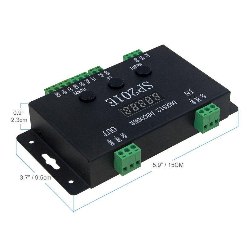 ALITOVE WS2812B WS2811 DMX to SPI Controller Decoder, W/ 99 Color Modes, 5 Channel DMX 512 RGB WW Decoder Controller for SK6812 WS2801 WS2813 LP6803 8806 1903 RGBWW LED Pixels Light Strip DC5V~24V