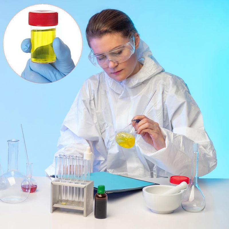Urine Cup Sample Cup, Pack of 10 Rin Cups with Screw Lid Sample Cup, 60 ml Urine Sample Cup, Screw-On Lid Container, Urine Sample Cup, for Experiments, Storage 10Stück red