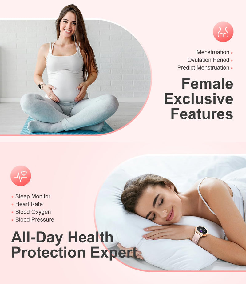 LIGE Smart Watch for Women(Answer/Make Calls),1.3"HD Diamonds Luxury Smartwatch for Android iPhone Phones,Fitness Trackers with 20+ Sport Modes/Heart Rate/IP68 Waterproof/SpO2/Sleep Monitor,Rose gold Rose Gold