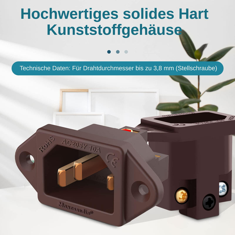 Monosaudio IC71(C) High End IEC Connector Pure Copper Conductor IEC Socket 10A 250V AC IEC C14 Plate Mounting IEC IEC Socket brown