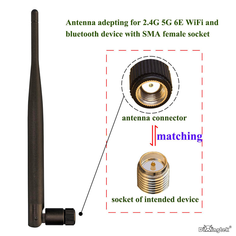 WiFi 6E Tri-Band 2.4GHz 5GHz 6GHz Bluetooth RP SMA Antenna, Compatible with WiFi Router PC Desktop Camera PCI-E Network Card USB Adapter IP Camera Video 2-Pack 19.5cm Peak WiFi Antennas 2-pack 19.5cm RP SMA WiFi Peak Antenna