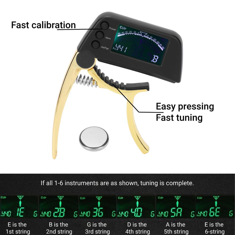 [AUSTRALIA] - Guitar Capo Tuner 2 in 1 Clip On Tuner with Large and Clear LCD Screen for Acoustic Electric Classical Ukuleles 