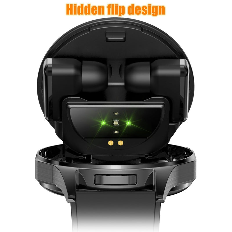 Smart Watch with Earbuds,2 in 1 TWS Smartwatches,1.43" Colorful AMOLED Display Smartwatch for Android iOS,Waterproof Fitness Tracker Long Time Standby (Black) Black