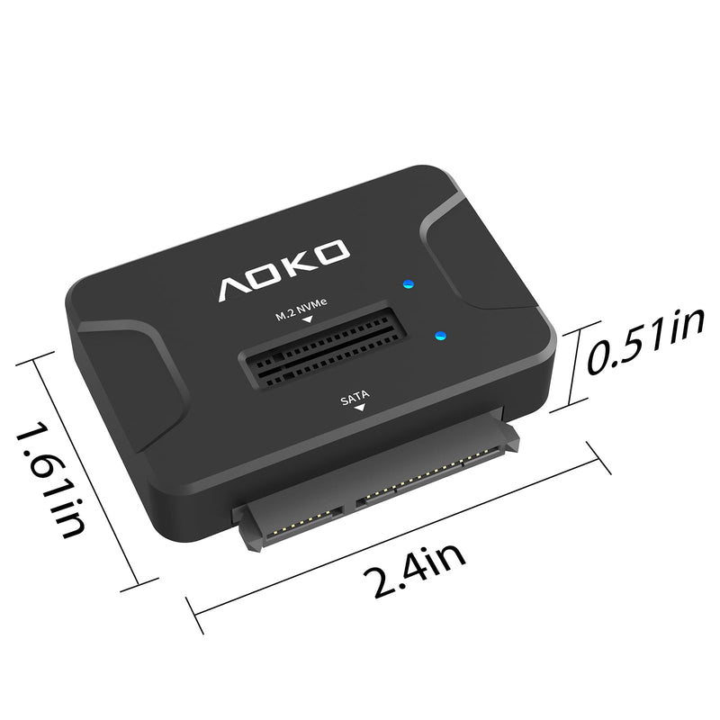 AOKO Dual Bay Hard Drive Docking Station Reader Adapter for M.2 NVMe SSD+ 2.5/3.5 SATA Drives, Support Simultaneous read & write, Included 12V/3A Power Adapter