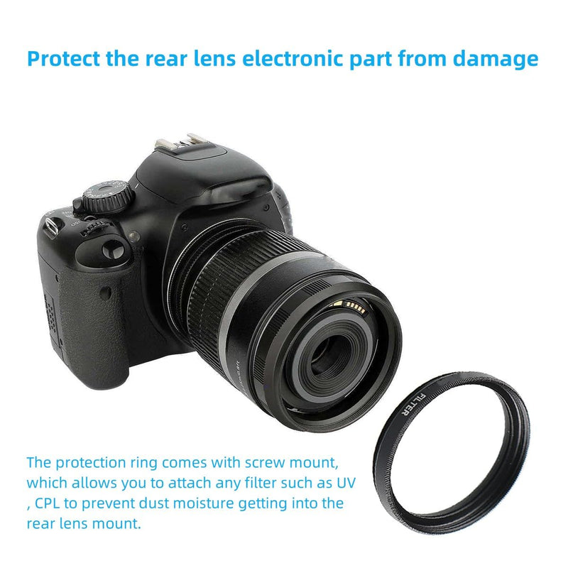 [AUSTRALIA] - 58mm Metal Macro Reverse Adapter Ring Camera Mount Lens Converter + Rear Lens Mount Protection Ring Compatible with Canon EOS EF EF-S Mount DSLR Camera and Lens EOS-58K 