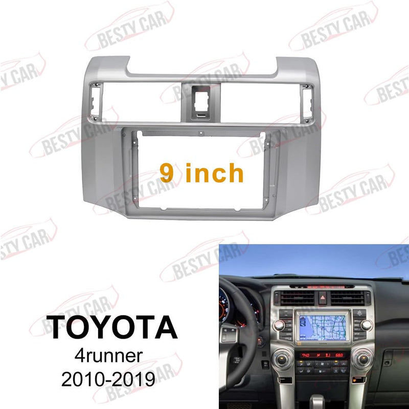 Fits for Toyota 4 Runner 2010-2019 Silver Car Radio Stereo Fascia Frame Double DIN 9 inch Dash Installation Mounting Kit