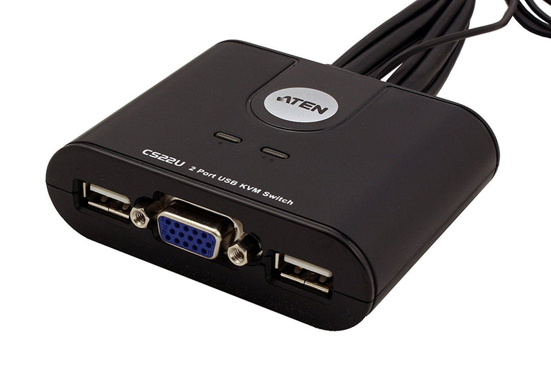 ATEN CS22U 2-Port USB KVM Switch Remote Port SELECTOR, 0.9M Cables