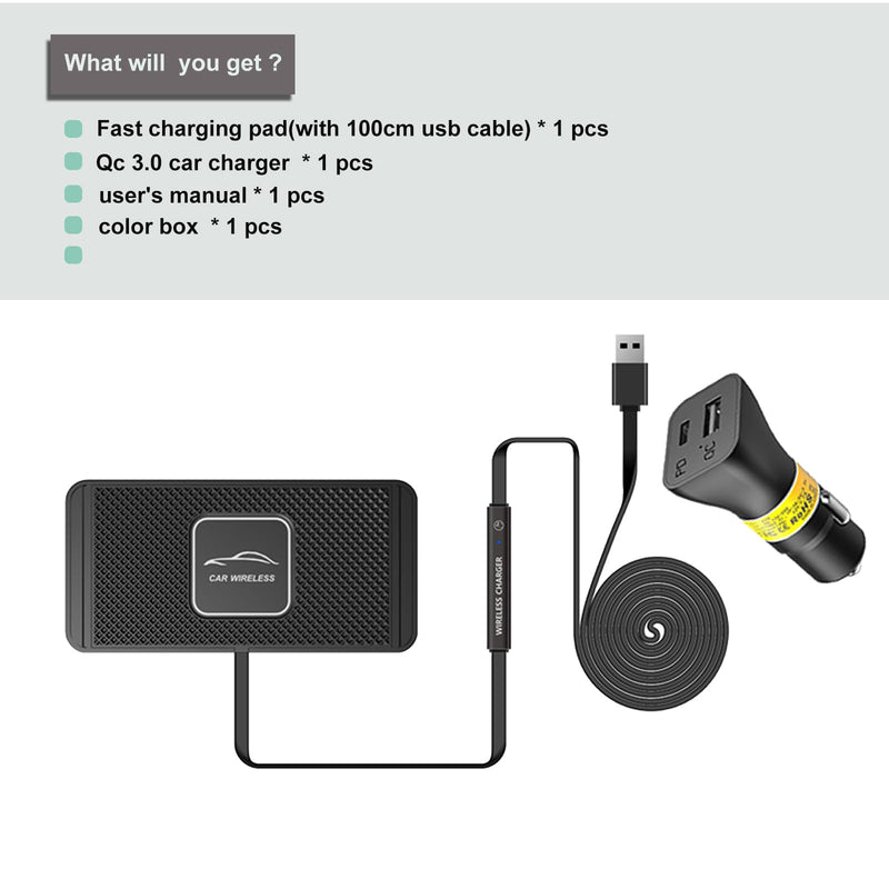 POLMXS Wirpad Wireless Charger Car Charging pad POLC 15W Fast Wireless Phone Charger Cell Phone Cordless Charging mat Compatible with iPhone 12/13/14/15 Series& Samsung Galaxy S21/S22/S23/24 (C1Y)