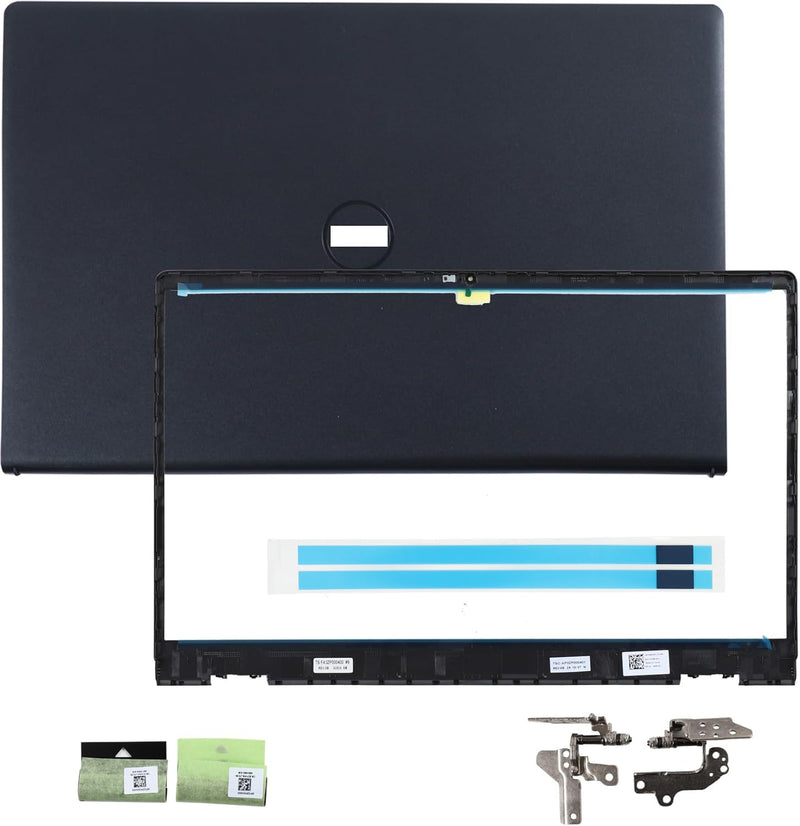 LCD Back Cover for DELL Inspiron 15 3510 3511 3515 3520 3525 00WPN8 09WC73 | Top Case Lid with Front Bezel Frame+Hinges+Shaft Cover Replacement, AP3LE000901 0WPN8 9WC73 0VW3N0, Two Adhesive Strips