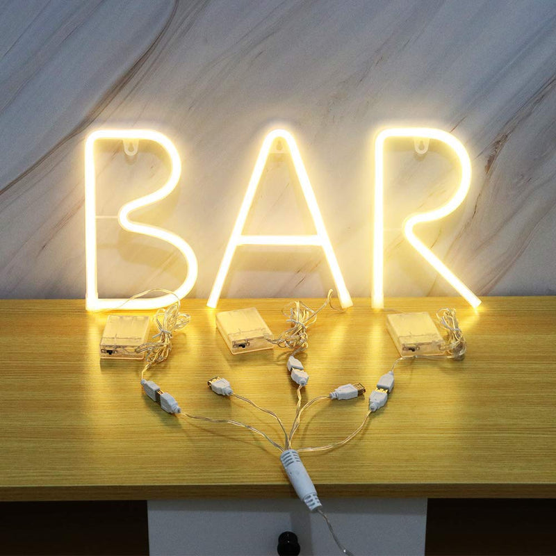 [AUSTRALIA] - ENUOLI Warm White Neon Letter Sign Night Lights Neon Words Battery/USB Powered LED Alphabet Neon Art Lights Wall Decor Light up Words for Wedding Birthday Party Christmas Home Bar Decoration (A) 