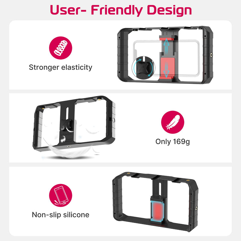 ULANZI U Rig Pro Smartphone Video Rig, Filmmaking Vlogging Case, Phone Video Stabilizer Grip Tripod Mount for Videomaker Film-Maker Video-grapher with Cold Shoe Mount for iPhone Samsung and More Black