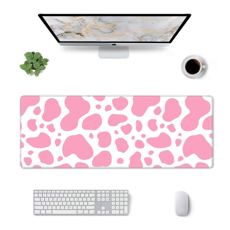 Pink Cow Print Gaming Mouse Pad Large XL Desk Mat Long Extended Pads Big Mousepad for Home Office Decor Accessories 31.5 X 11.8 Inch Pink Cow Print