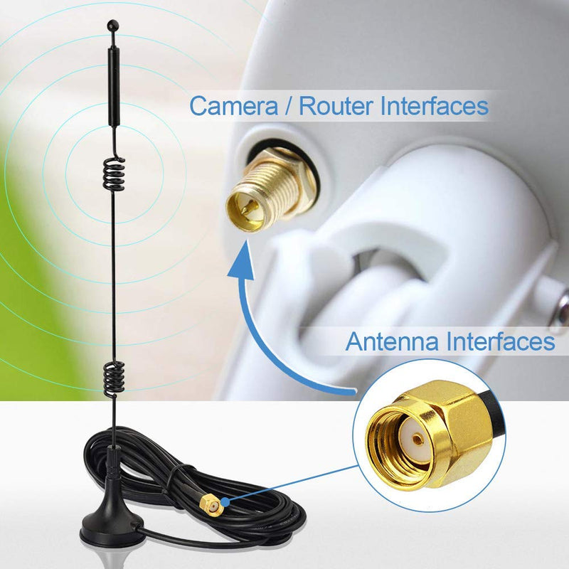 Bingfu Dual Band WiFi 2.4GHz 5GHz 5.8GHz 9dBi Magnetic Base MIMO RP-SMA Male Antenna 4-Pack for WiFi Router Wireless Network Card USB Adapter Security IP Camera 4-Pack [RP-SMA] Male Antenna