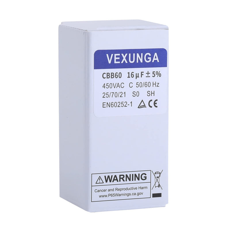 VEXUNGA 16µF 450V Motor Capacitor Starting Capacitor 16uF 16uF 450V 40x70mm CBB60 Capacitors Cable M8 for Electric Motor