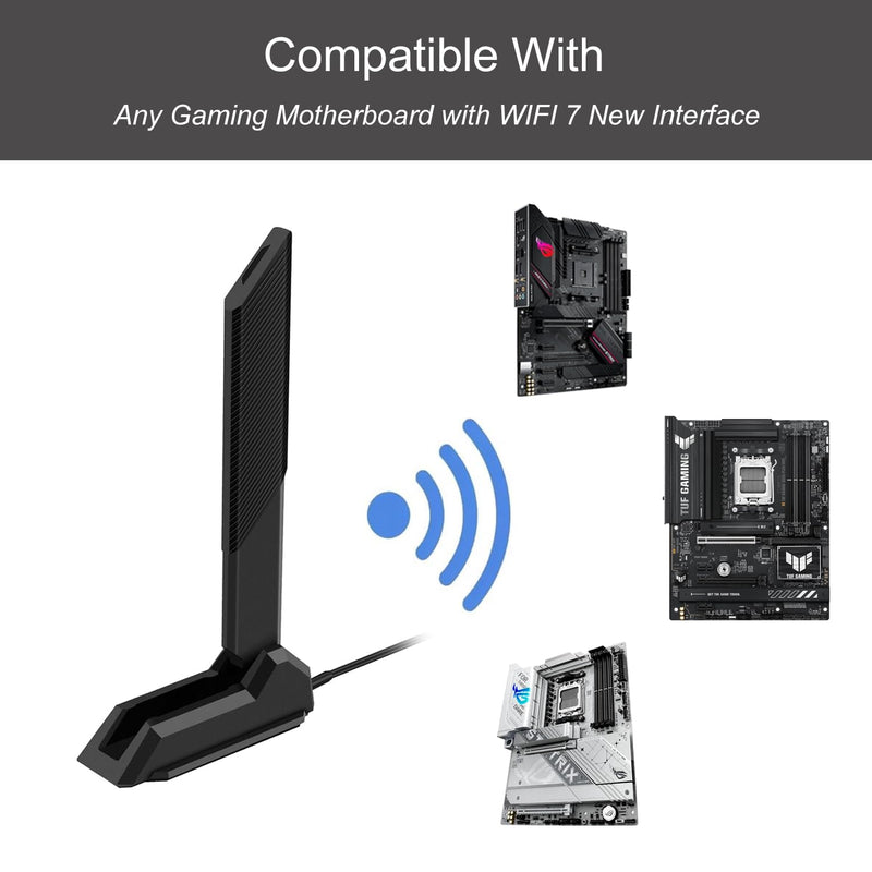 [AUSTRALIA] - WiFi 7 Gaming Motherboard Magnetic Base Replacement Antenna with New Interface (NOT RP-SMA) for ASUS ROG Strix ASUS TUF/ROG Crosshair/Prime/ProArt Series WiFi 7 Gaming Motherboard, Slinkdsco Wifi 7 Antenna 