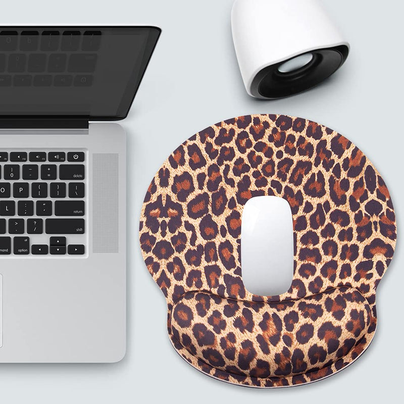 Leopard Mouse Pad with Wrist Support,Desk Accessories Ergonomic Mouse Pad Durable & Comfortable Large Non-Slip Cheetah Wrist Rest for Gaming,Computer,Laptop,Home Office