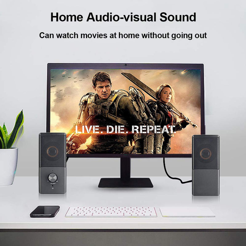 Computer Speaker, Compact Size Speaker with Headphone Jack, Enhanced Bass and Volume Control, Stereo 2.0 USB Powered 3.5mm Aux Multimedia Speakers for Laptop/Desktop/Tablets/Phone
