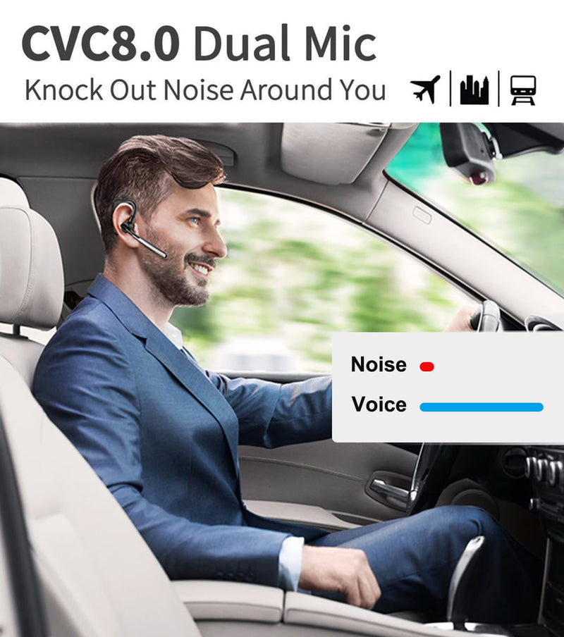 Conambo K18 Wireless Headset Bluetooth V5.1, Bluetooth Earpiece 16 Hrs Talking Time Hands-Free Single Ear Bluetooth Headset with Dual Mic Noise Canceling for Work Trucker iPhone Android Cell Phone