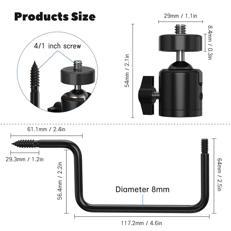 Trail Camera Tree Mount: 360 Degrees Adjustable Game Camera Mount with 1/4 inch Screw, Easy Installation & Compact Sturdy, 3 Pack 3 packs